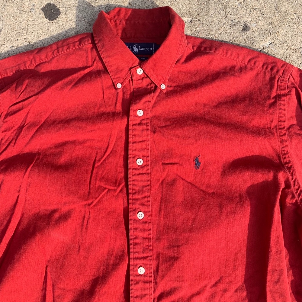 Ralph Lauren Red Long Sleeve Button Down Shirt XL - Picture 2 of 4